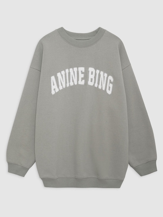 Anine Bing Tops - Anine Bing Tyler Logo Sweatshirt in Storm Grey NWT